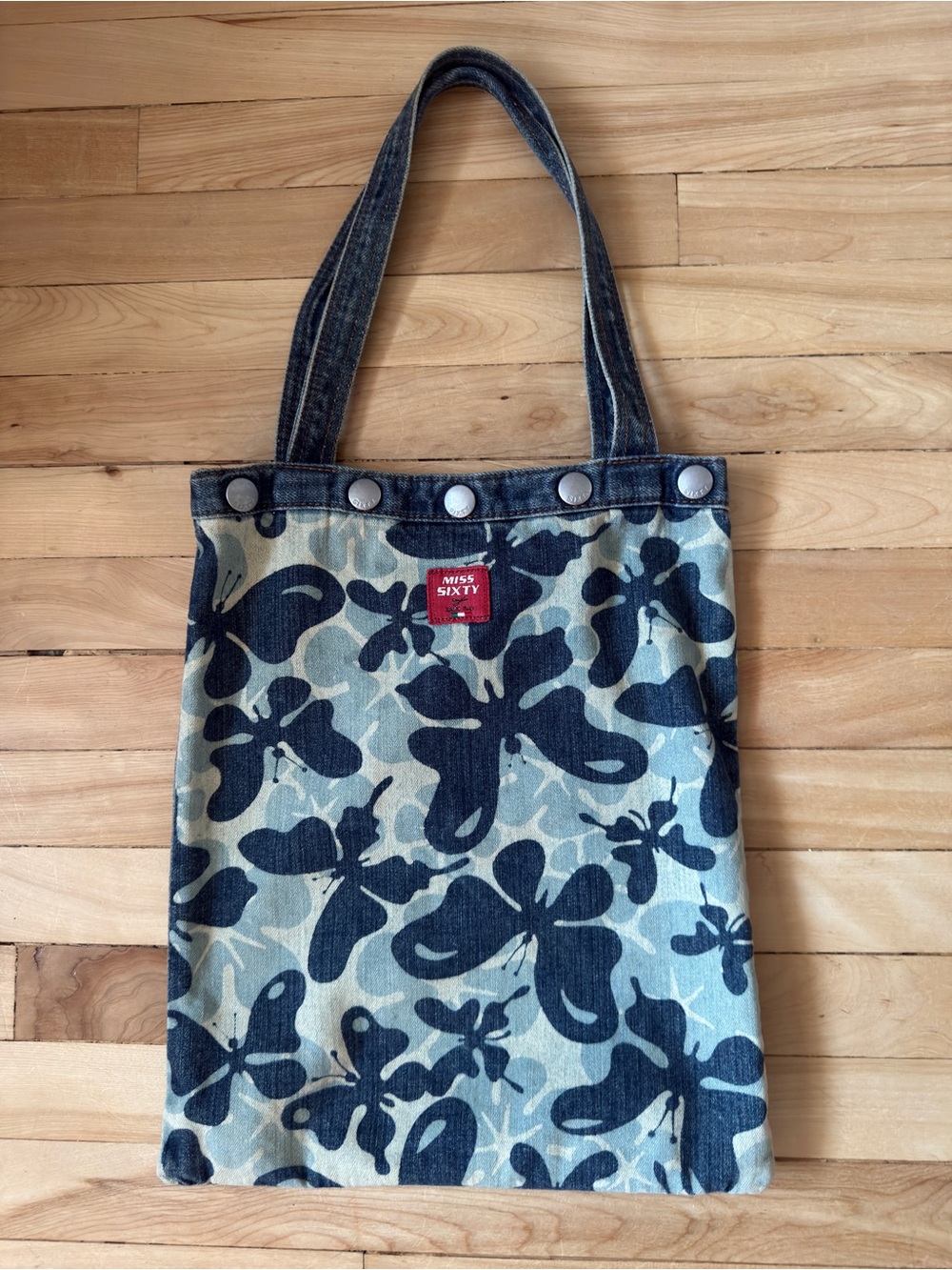Vintage Y2K Miss Sixty Denim Butterfly Tote Bag